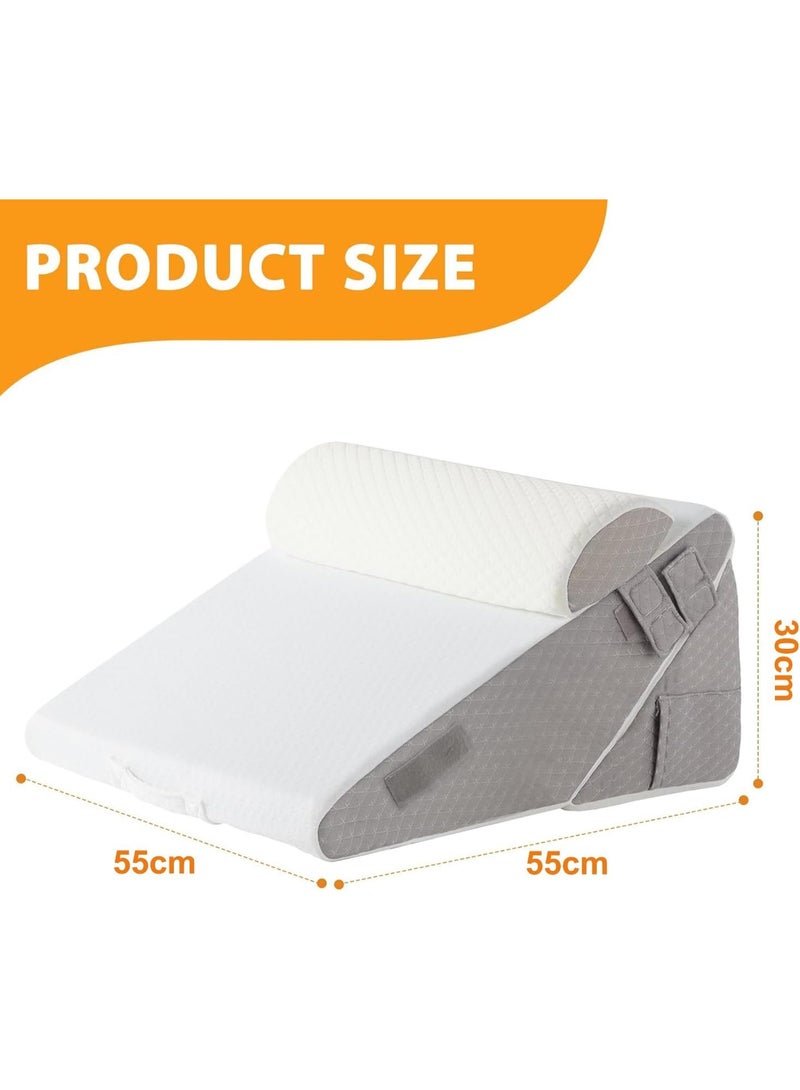Three sheep 3PCS Orthopedic Bed Wedge Pillow Set, Triangle Adjustable Support Pillow, Memory Foam Wedge Pillows, Adjustable Wedge Pillow (White) - Image 2